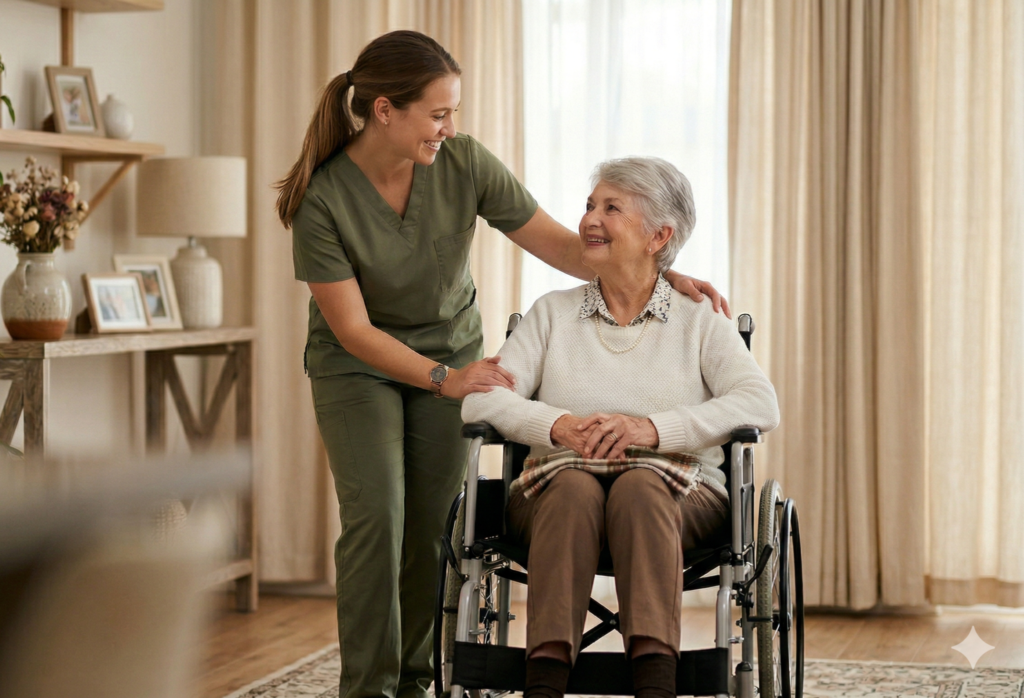 Supportive Caregivers help residents with activities of daily living such as